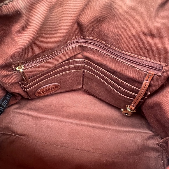 Fossil Green Print Bowler Bag with Matching Zip Around Clutch Wallet Set - Picture 6 of 11